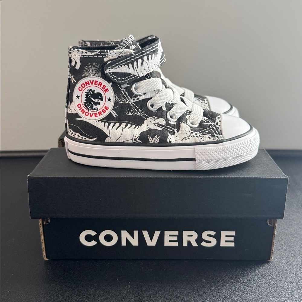 Converse Black & White Dino Dinoverse High Top Sneakers Toddler Size 5 New NIB